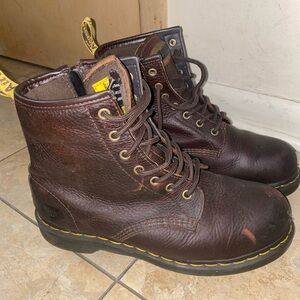 Dr. Martens Shoes Brown Pebbled Leather Maple Zip Steel Toe Work Boots men’s 10